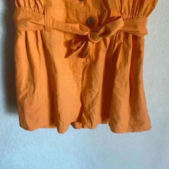 Free People No Plans Orange Smocked Waistband Boho Cottagecore Romper Size XS - Picture 6 of 10